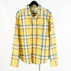 AREOPOSTAL – Mens Yellow Plaid Shirt: Small